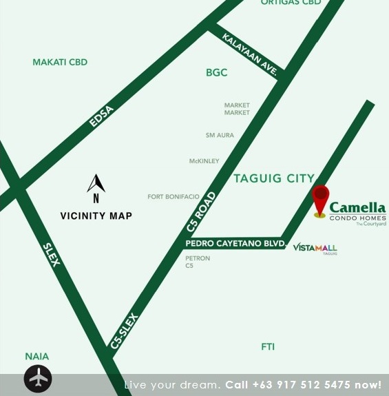 Vicinity Map Location Studio 21.04 Sqm - Camella Condo Homes Taguig | Camella Condominium for Sale Taguig City